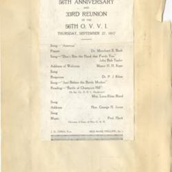 Program for the 53rd Anniversary and 33rd Reunion of the 56th Ohio Volunteer Infantry 