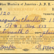 United Shoe Workers of America, A.F.L.-C.I.O. membership card