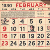 February 1930 Calendar Page