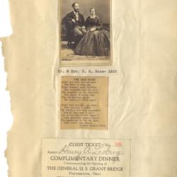 Mr. and Mrs. Ross (1850)<br /><br />
The Old Days Poem by Samuel Minturn Peck <br /><br />
Guest Ticket for Henry A. Lorberg for a Complimentary Dinner to commemorate The U. S. Opening of the Grant Bridge  on September 22, 1927 at the First Christian Church<br /><br />
