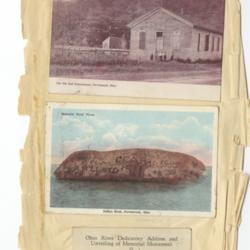 The Little Red Schoolhouse, Portsmouth, Ohio; Indian Rock, Portsmouth, Ohio. Opposite York Place;  &quot;Ohio River Dedicatory Address and Unveiling of Memorial Monument&quot; ; President Herbert Hoover (1929); Cincinnati, O.