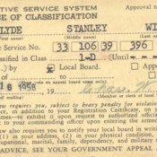 Selective Service System Notice of Classification for Clyde Willis 