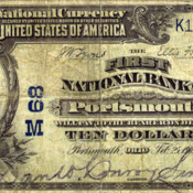 Photo copy of First National Bank of Portsmouth Ten dollar bill