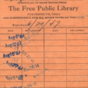 The Free Public Library Card, Portsmouth, Ohio