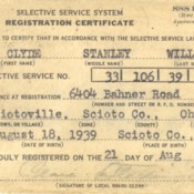 Selective Service System Registration Certificate for Clyde Willis