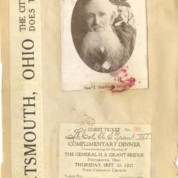 Samuel Huston Sr.<br /><br />
Guest Ticket for Henry A. Lorberg for a Complimentary Dinner to commemorate the opening of the Grant Bridge on September 