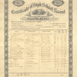 Certificate of High School Record for Harold Walbright
