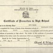 Certificate of Promotion to High School<br /><br />
Washington Rural School District