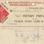Henry Prescott Flour, Feed, Lime, and Cement Invoice