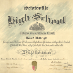 Sciotoville High School Diploma, 1919